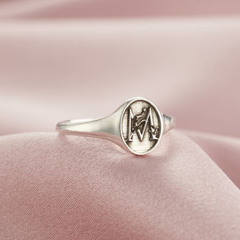 Floral Engraved Initial Signet Ring, 3 of 9