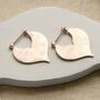 Rose Gold Sterling Silver Love Leaf Drop Earrings, thumbnail 2 of 5