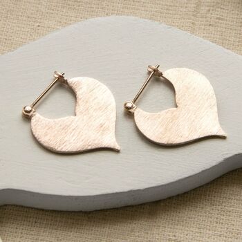 Rose Gold Sterling Silver Love Leaf Drop Earrings, 2 of 5