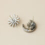 Asymmetrical Crystal Moon And Star Stud Earrings, thumbnail 5 of 7