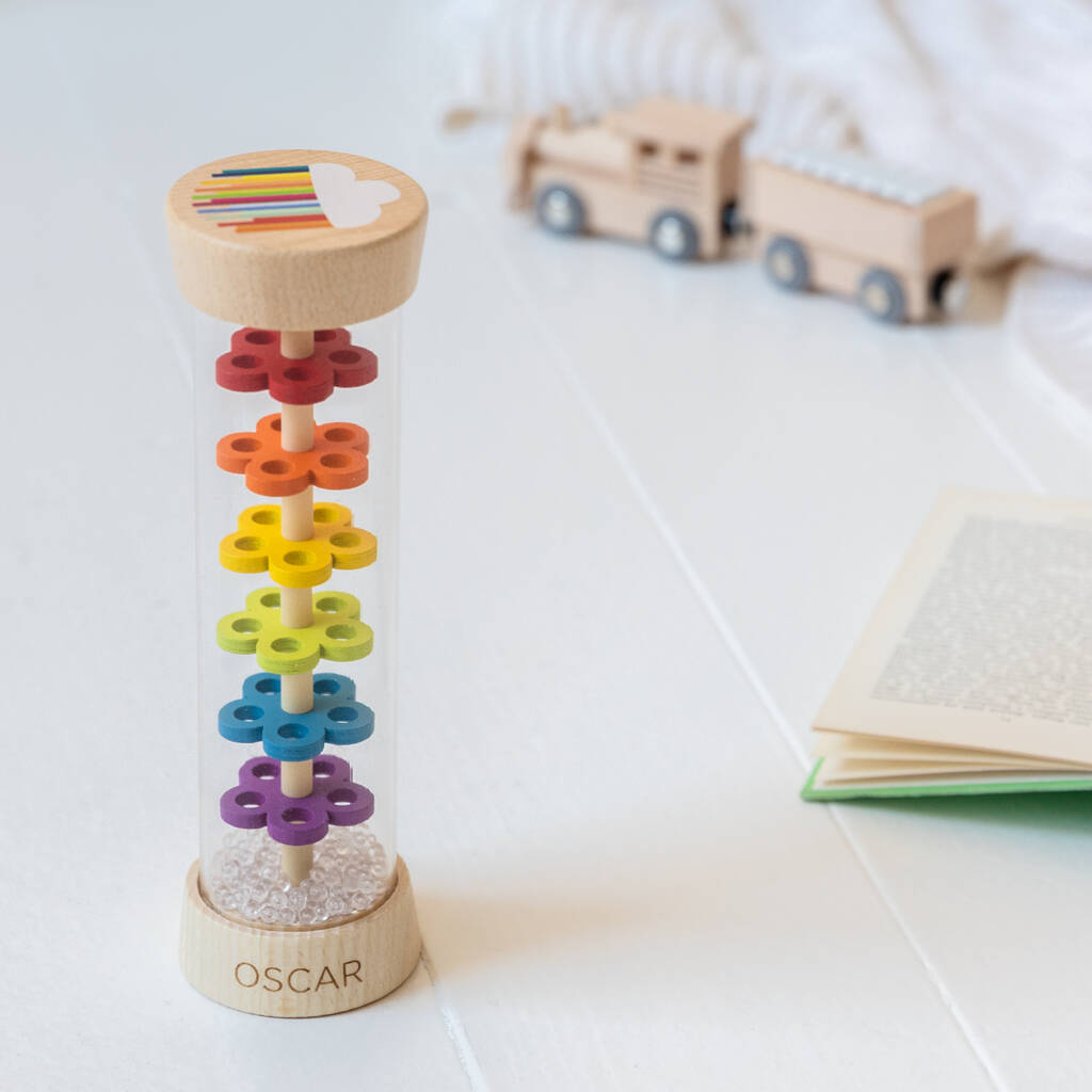 Personalised Wooden Rainbow Rainmaker Toy, 1 of 4