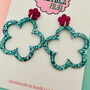 Blue Glitter Flower Earrings, thumbnail 2 of 2