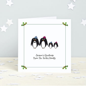 Penguin Family Personalised Christmas Cards, 2 of 2