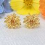 Citrine November Chrysanthemum Stud Earrings, thumbnail 1 of 5