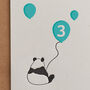 Panda Three Balloons, Birthday Card, thumbnail 2 of 3
