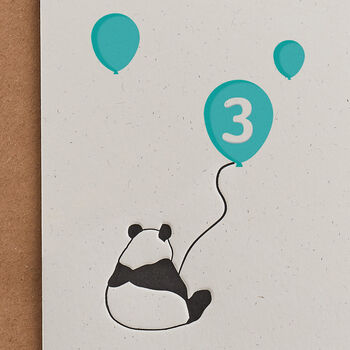 Panda Three Balloons, Birthday Card, 2 of 3