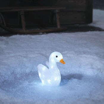 Lights4fun Outdoor Christmas Figure Light Up LED Acrylic Swan Battery Operated With Timer 19cm, 2 of 2