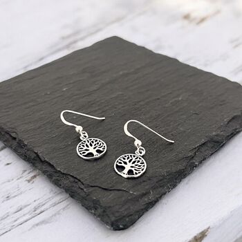 Sterling Silver Tree Of Life Drop Earrings, 2 of 4