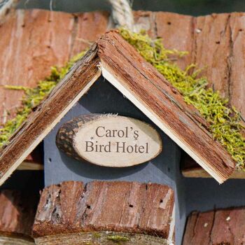Woodland Grey Personalised Hanging Bird House, 5 of 10