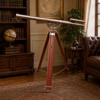 60 Inch Handcrafted Bronze Telescope With Tripod Stand, 4 of 7