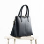 Navy Structured Classic Leather Handbag, thumbnail 2 of 9