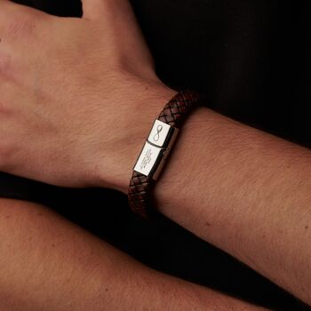 Silver Clasp Custom Brown Leather Bracelet, 8 of 12