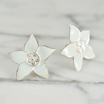 Eloise Flower Stud Earrings Silver, 7 of 7