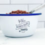 Personalised 'Cereal Killer' Enamel Bowl With Blue Rim, thumbnail 1 of 5