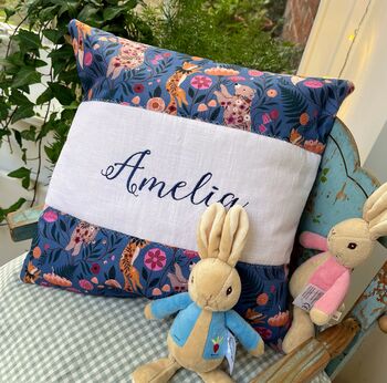 Blue Woodland Bear Cushion, 4 of 4
