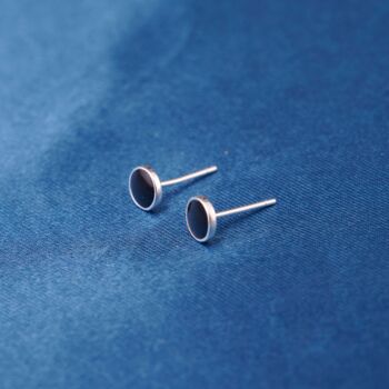 Small 4 Mm Black Studs Earrings, Onyx Stone Studs, 4 of 7