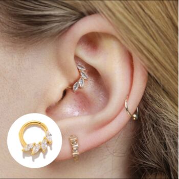 Gold Plated Wing Hoop For Tragus Or Helix, 2 of 3