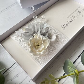 Handmade Wedding Money Wallet Silver Grey Flower, 6 of 6