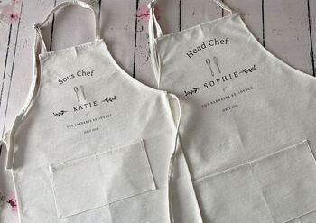 Personalised Matching Family Apron Baking Gift Set With Chef Hat, 2 of 2