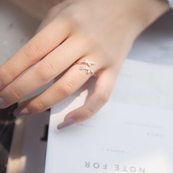 Sterling Silver Leaf Vine Adjustable Ring, 4 of 6