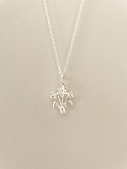 Sterling Silver Daffodil Pendant Necklace, 5 of 6