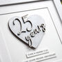 Personalised 25th Wedding Anniversary Framed Heart Print – Silver Wedding Keepsake, thumbnail 2 of 4
