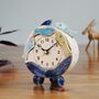 Handmade Clock With Fish Coloured In Blues, thumbnail 2 of 8