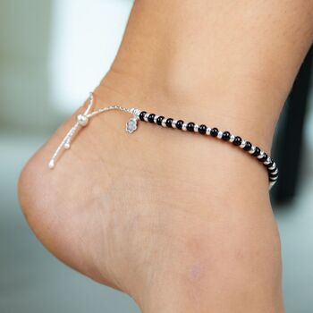 Pure Silver Black Bead Nazaria Anklet, 5 of 5