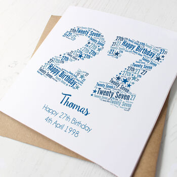 Blue Star Personalised 27th Birthday Card, 3 of 6