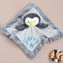 Personalised Grey Penguin Baby Comforter, thumbnail 1 of 6