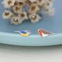 Mismatched Robin And Blue Tit Bird Stud Earrings In Sterling Silver, thumbnail 7 of 12