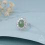 Sterling Silver Vintage Inspired Green Jade Cz Ring, thumbnail 1 of 12