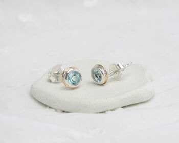 Handmade Blue Topaz Stud Earrings, 3 of 8