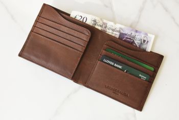 Personalised Mens Luxury Leather Billfold Wallet, 8 of 9
