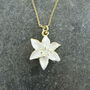 Lily White Flower Necklace, Gold Tone, thumbnail 3 of 3