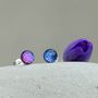 Small Purple Glass And Sterling Silver Stud Earrings, thumbnail 2 of 11