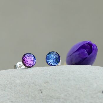 Small Purple Glass And Sterling Silver Stud Earrings, 2 of 11