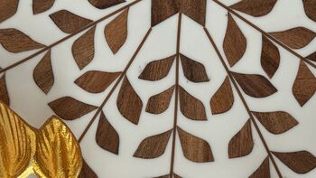 Round Decorative Serving Tray, Inlay Work On Wood, 3 of 12