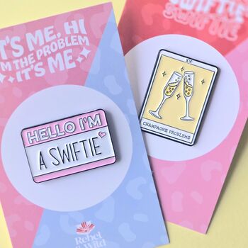 I'm A Swiftie Pink Name Label Enamel Pin Badge, 3 of 5