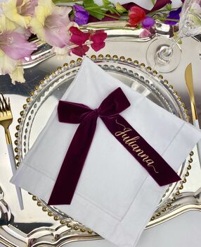 Embroidered Velvet Ribbon Place Setting, 3 of 6