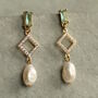 Art Deco Green Freshwater Pearl Earrings, thumbnail 1 of 7