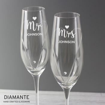 Wedding Toasting Glasses Mr And Mrs Crystal Flutes, 2 of 6