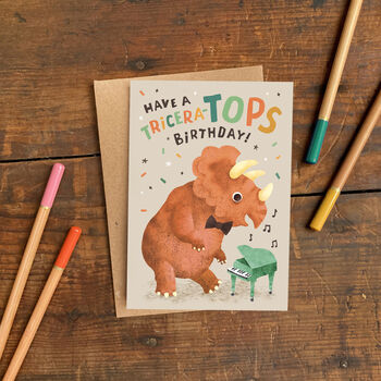 Tricera Tops Birthday Card Dinosaur Card, 2 of 3