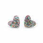 Laser Cut Rainbow Glitter Love Heart Earrings Studs, thumbnail 1 of 12