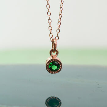 Emerald May Birthstone Rose Gold Stud Earrings, 3 of 5