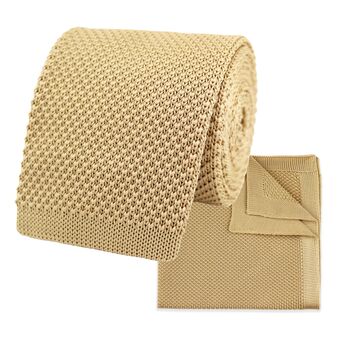 Beige Diamond End Knitted Neck Tie In 100% Soft Polyester, 8 of 8