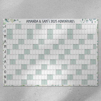 Personalised 2025 Wall Calendar | A1 Or A2 Eucalyptus Planner, 2 of 2