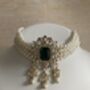 Emerald Green Gold Plated Kundan And Pearl Choker Set, thumbnail 5 of 10