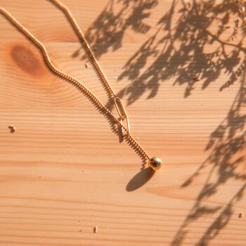Minimalist Gold Beaded Y Necklace With Drop Charm, 8 of 8