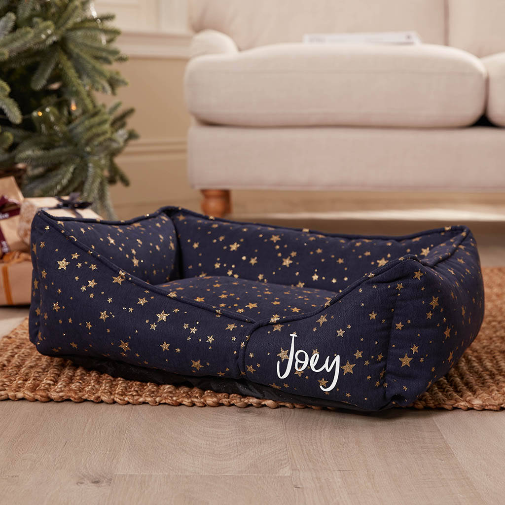 Personalised Navy Star Pet Bed, 1 of 7